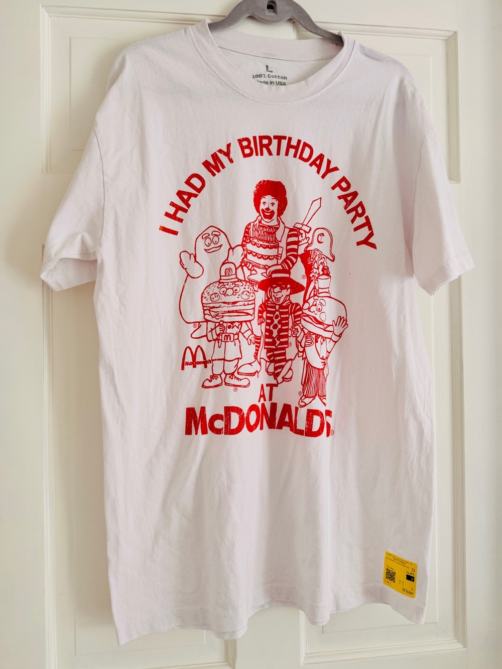 McDonald’s Birthday Party Graphic Tee White Red Print Made in USA Size L